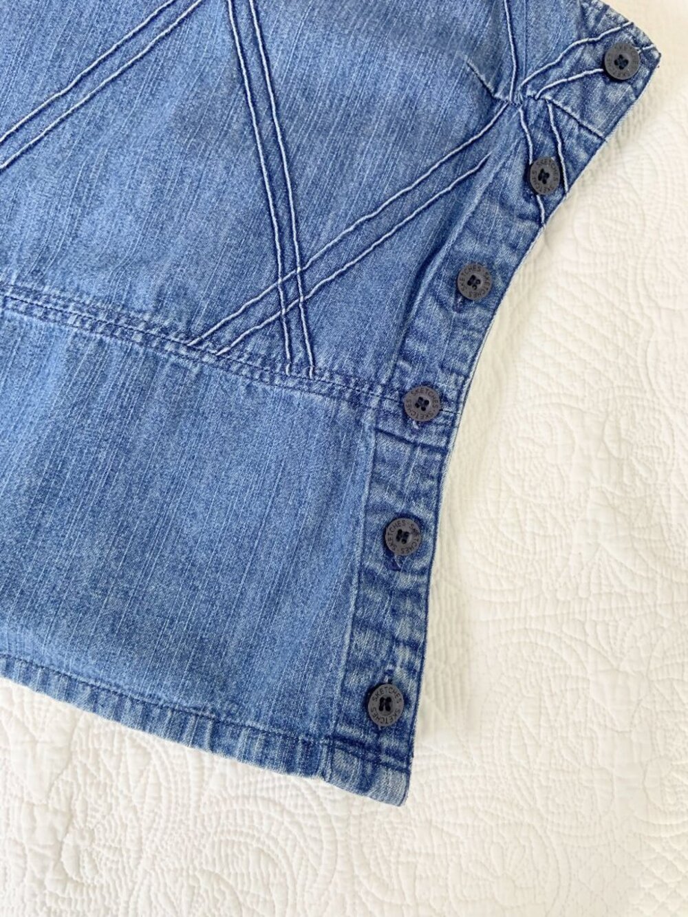 Vintage Sleeveless Denim Top with Side Seam Button Closure / size L-XL - Picture 7 of 11
